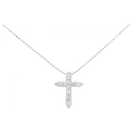 Autre Marque Collar de Cruz de Diamantes en Oro Blanco Au750