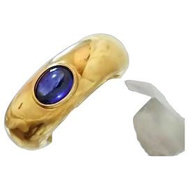 Anello a cupola in oro giallo 18k Chaumet con zaffiro blu cabochon