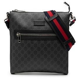 Borsa messenger media GG Supreme Web nera di Gucci