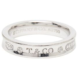 Tiffany & Co Bague étroite Tiffany 1837 en or blanc 18K