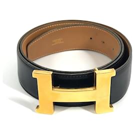 Cinturón Hermès Constance H en cuero negro