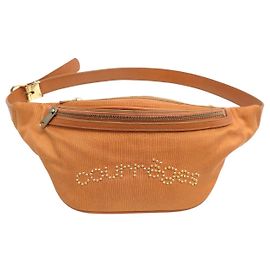 VINTAGE COURREGES ORANGE VELVET BELT BUMBAG PURSE