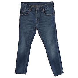 Jeans skinny in denim blu con logo G intrecciato Gucci
