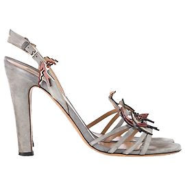 Garden of Delight Sandaletten von Valentino Garavani aus grauem Wildleder