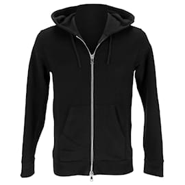 Balmain Kapuzenpullover mit Reißverschluss aus schwarzer Baumwolle