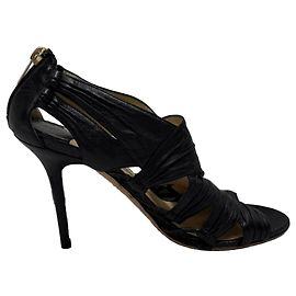  Jimmy Choo Cut-Out Sandal Heels in Black Leather