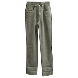 Jeans a gamba dritta in cotone oliva Brunello Cucinelli