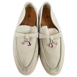 Mocassini Loro Piana Summer Charms Walk Beige Chiaro