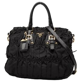 Borsa Tote/Spalla con Logo Arricciato Prada