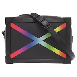 Borsa a spalla Louis Vuitton Soft Trunk in pelle Taiga arcobaleno