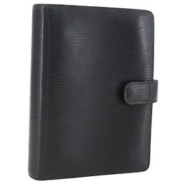 LOUIS VUITTON Epi Agenda MM Tagesplaner Cover Schwarz R20042 LV Auth ti3778