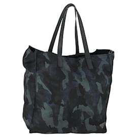 PRADA Borsa Tote Camouflage in Nylon Argento Auth 168538