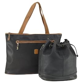 Borsa a Spalla in Pelle BALLY Burberrys 2 Pezzi Nera Auth ka2315