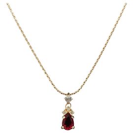 Collana in pietre colorate e strass Christian Dior metallo oro Auth am10778V