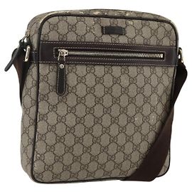 Gucci Borsa a Spalla GG Supreme PVC Beige Oro 201448 Auth ti3728