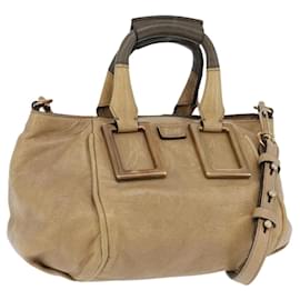 Chloé Borsa a mano in pelle Chloe Etel 2 in 1 Beige Oro Auth BA10742