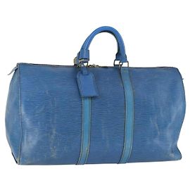 LOUIS VUITTON Epi Keepall 50 Bolsa Boston Vintage Azul M42965 LV Auth 163435