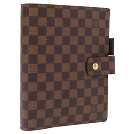LOUIS VUITTON Damier Ebene Agenda GM Day Planner Cover R20107 LV Auth 169911