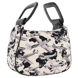 CHANEL Borsa a Mano da Compagnia Aerea in Tela Bianca Argento CC Auth 169837