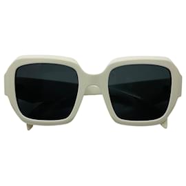 Prada polierte Sonnenbrille mit quadratischem Acetatrahmen in Weiß / Grau