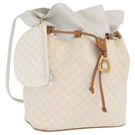 Céline CELINE Macadam Canvas Schultertasche aus PVC-Leder in Weiß und Gold Auth 169899