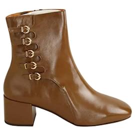 Botas de cuero charol marrón - SéZane