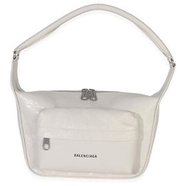 Borsa a spalla Raver media in pelle di vitello bianca invecchiata Balenciaga