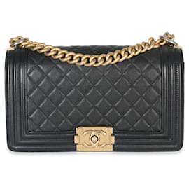 Chanel Black Quilted Lambskin Old Medium Boy Bag