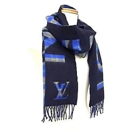 Stola in lana e cashmere blu Louis Vuitton