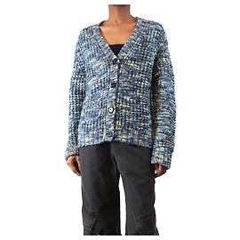 Acne Cardigan de lã tricotado azul com manchas Keatrice - tamanho XS