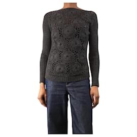 Pullover aus Häkelmaterial in Anthrazit - Größe UK 8 - Prada