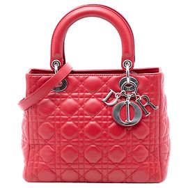 Dior Rosso Medio Cannage Lady Dior in Pelle di Agnello