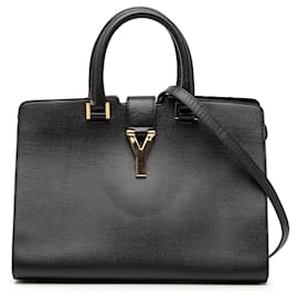 Borsa cabas Chyc in pelle texturizzata nera piccola di Saint Laurent