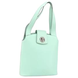 Céline Borsa a mano in pelle CELINE Circle verde argento autentica 171568