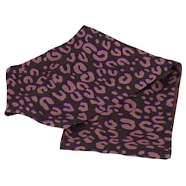 Sciarpa in seta con motivo leopardato LOUIS VUITTON Viola LV Auth ka2317V