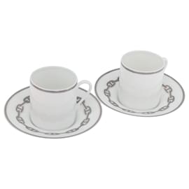 HERMES Schoendunkle Platinum Cup and Saucer Set of 2 Pottery Auth am10750SAV - Hermès