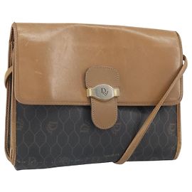 Christian Dior Borsa a spalla in tela a nido d'ape PVC nera e dorata Auth BA10438