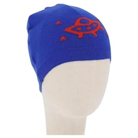 GUCCI GG Canvas gestrickte Stoffmütze L Blau 748423 Auth bs33380