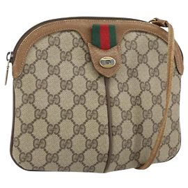 Borsa Sherry Line GG Supreme Web di GUCCI in PVC beige e oro 68 02 047 Auth 172006