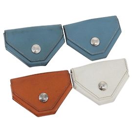 Hermès Monedero HERMES Van Cator de cuero 4 piezas azul claro naranja blanco Auth 165957