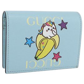 GUCCI Bananya Collaborazione Portafoglio Compatto Azzurro Chiaro 701009 2067 Auth 171852M