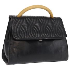 Borsa a mano FENDI in pelle nera e oro Auth 169891
