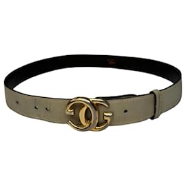 Vintage Gucci GG Ledergürtel grau