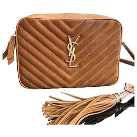 Borsa a tracolla Saint Laurent Lou in pelle scamosciata marrone