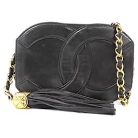 Borsa a spalla in pelle nera Chanel