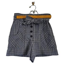 Maje Pantaloni corti a quadri grigi con cintura
