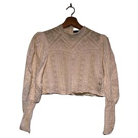 Blusa curta de renda branca The Kooples com bordado inglês
