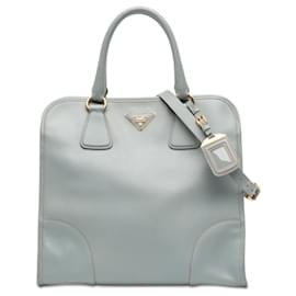 Borsa shopping Prada in Saffiano Lux blu