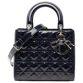 Dior Blu Medio Patent Cannage Lady Dior