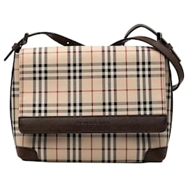 Bolso cruzado de lona con estampado de cuadros marrón Burberry